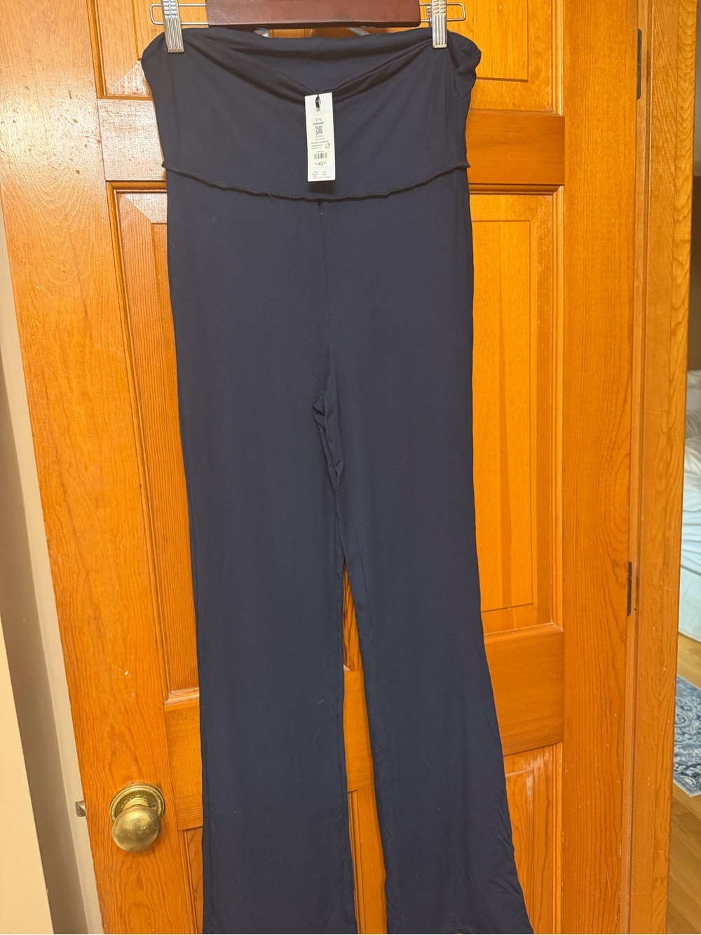 Garage Navy Fold-Over Wide Leg Lounge Pants